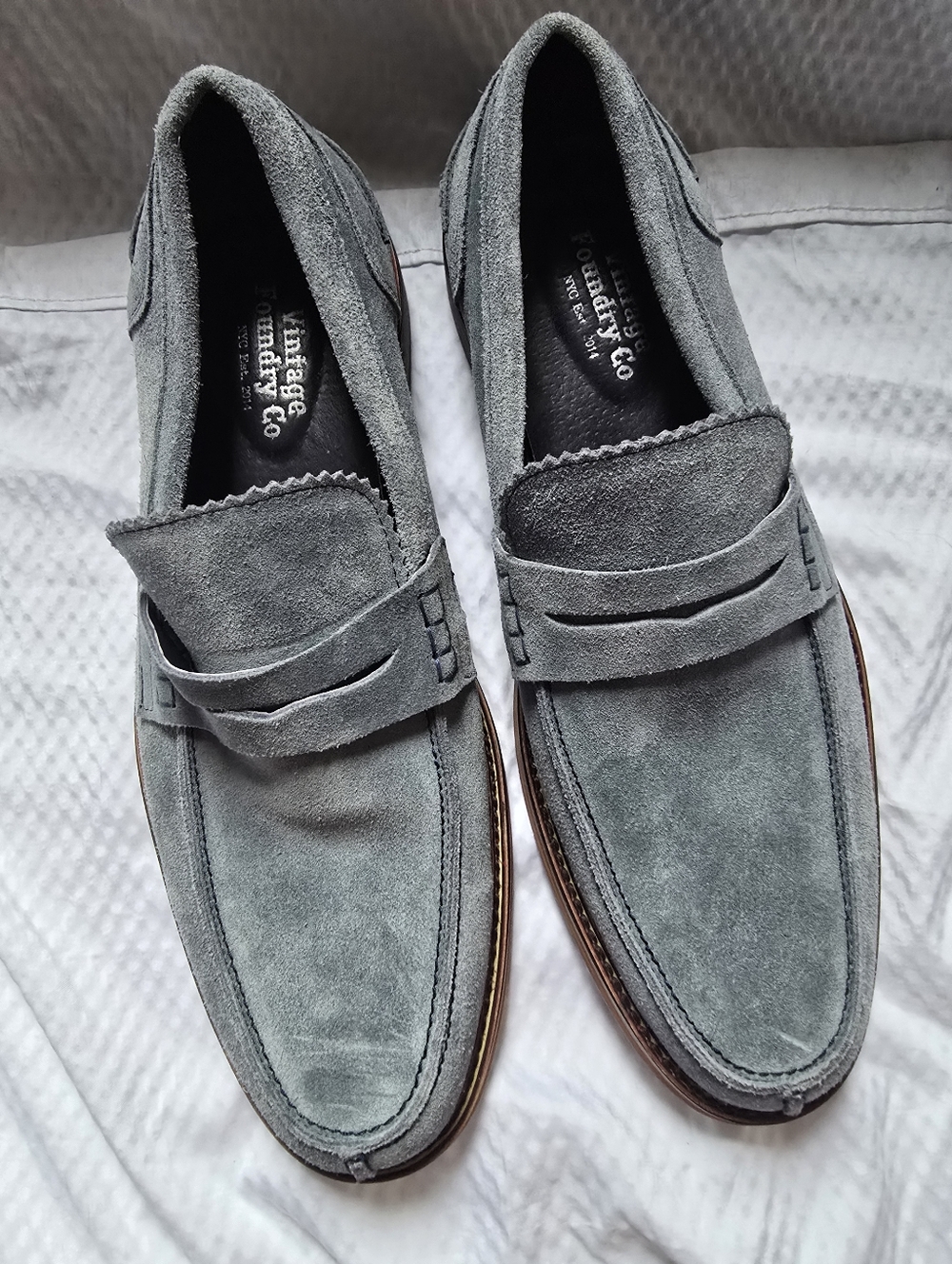 Vintage Foundry Men's Dressy Leather Suede Loafers, Style VF-1166-SE, EUC!